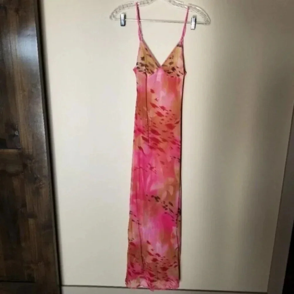 Vintage La Senza Semi Sheer Colourful Print Nightgown S - Picture 3 of 10